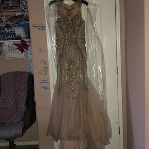 Long gold prom dress